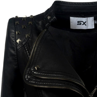 Clearance Punk-Shoulder Pad Moto Jacket