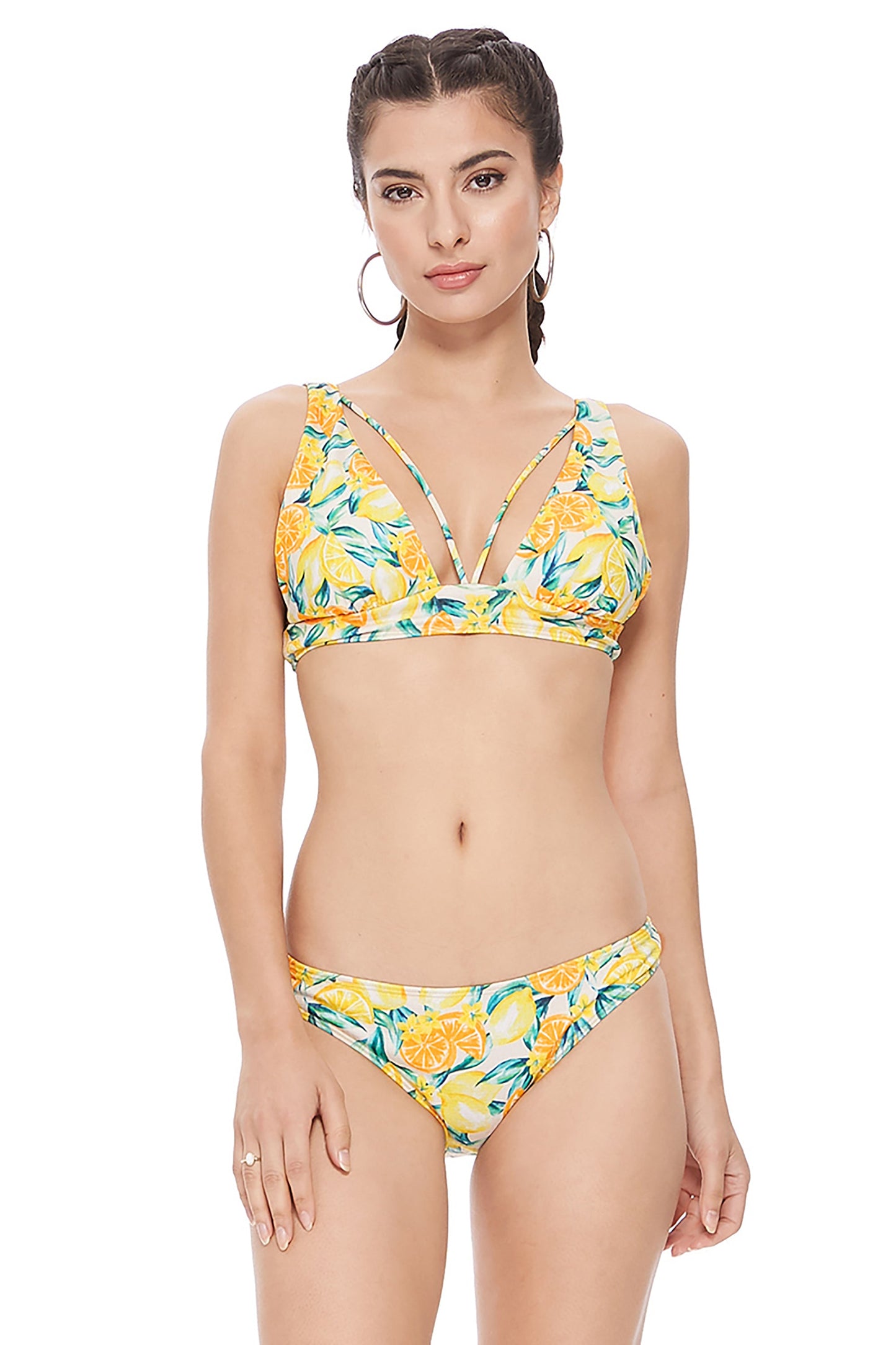 Free Shipping For Lemon Print Halter Bikini Set