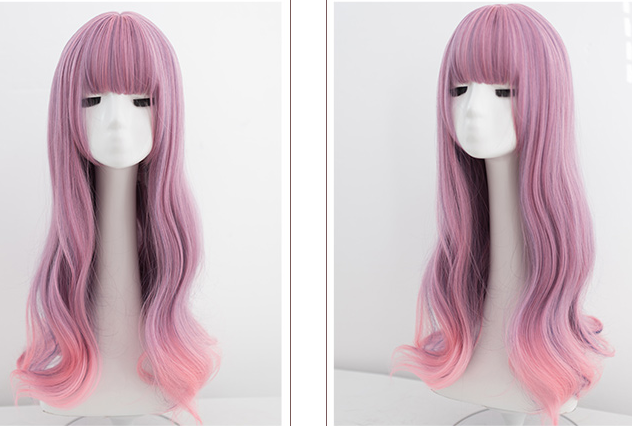 Free Shipping For Hivava Pink Purple Mixed Color Long Curly Wig