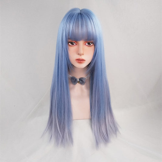 Free Shipping For Hivava Fashion Blue Gray Long Wig