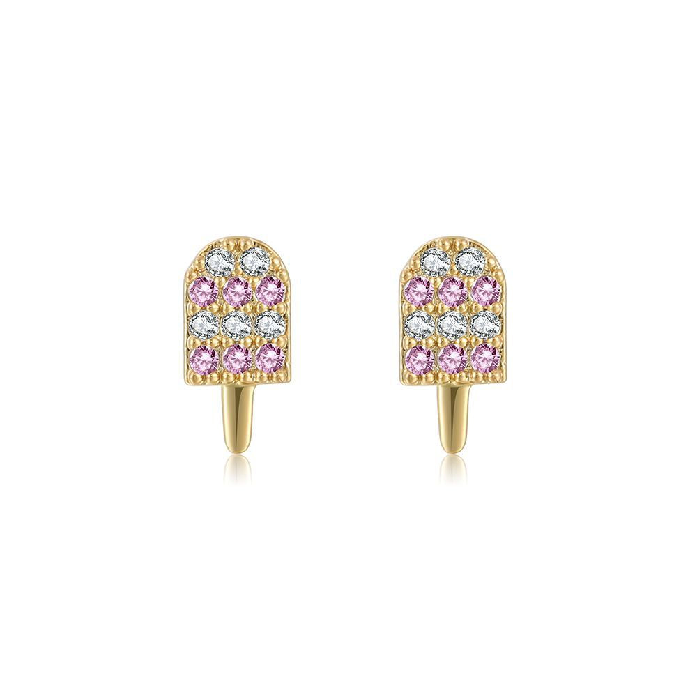 Free Shipping For Golden Plated Ice cream Stud Earrings