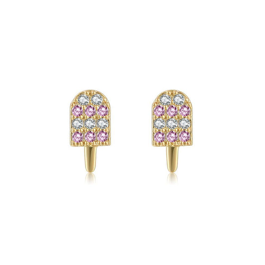 Free Shipping For Golden Plated Ice cream Stud Earrings