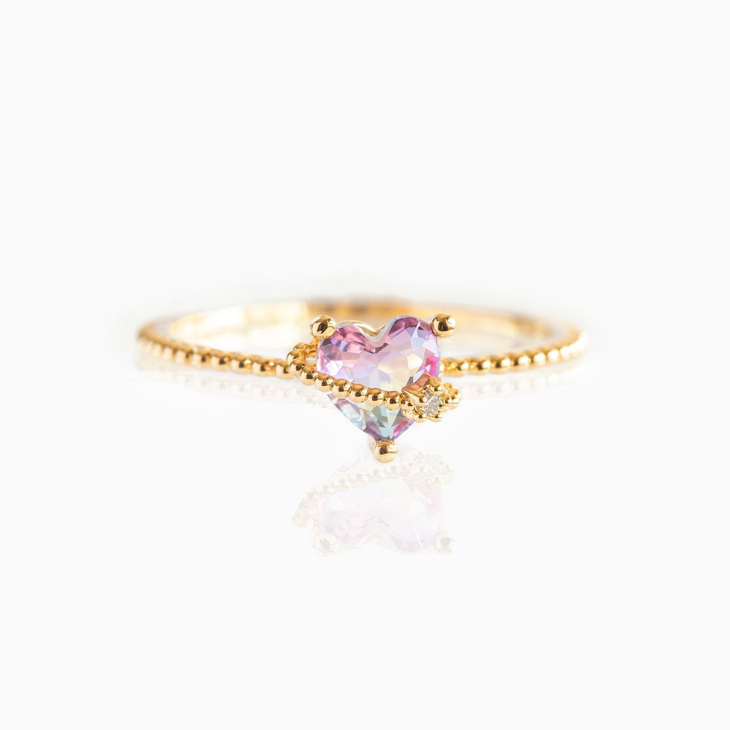 Free Shipping For Golden Plated Pink diamond gold love Ring