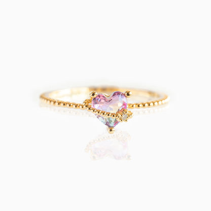 Free Shipping For Golden Plated Pink diamond gold love Ring