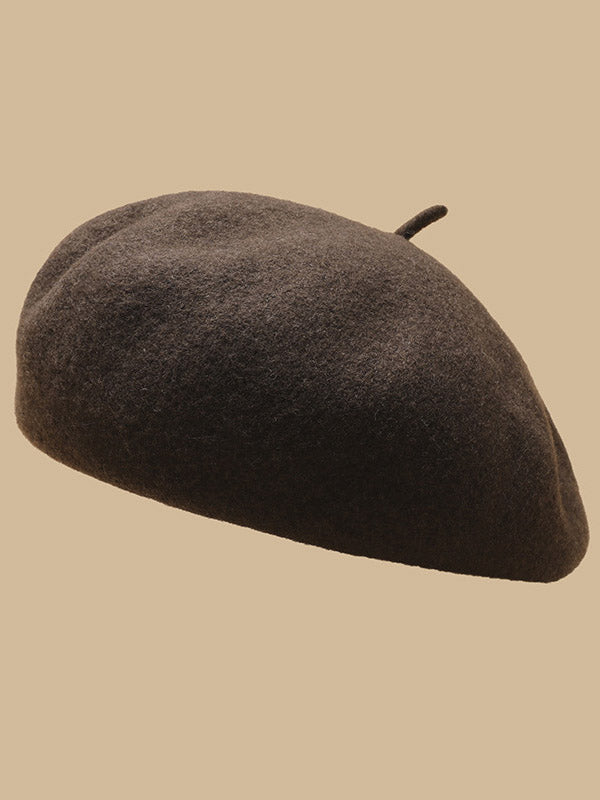 Simple Wool Solid Color Beret Hat-Homeunderwear