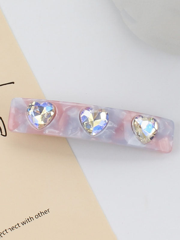 Geometric Rhine Stones Solid Color Hair Clips