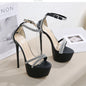 European and American New Style High-heeled Studded One-piece Sandals