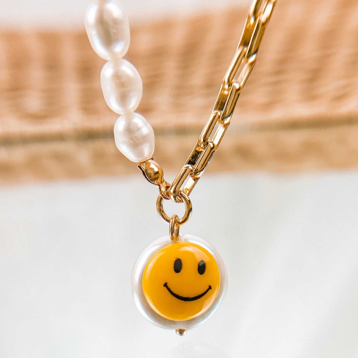 18K Gold Plated Smiling Face Freshwater Pearl Necklace