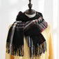 Imitated Cashmere Plaid Print Tassled Shawl Scarf