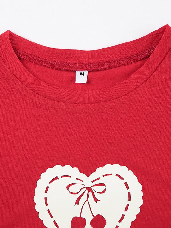 Embroidered Cherry Heart Baby Tee