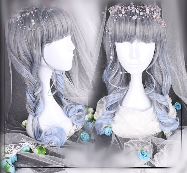 Free Shipping For Hivava Grey Blue Fairy Princess Wig