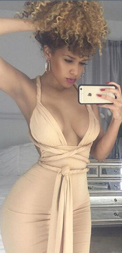 Clearance Sexy Backless Stretch Twisted Rope Club Dress