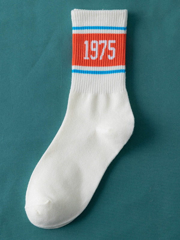 Simple Letter Sports Cotton Socks