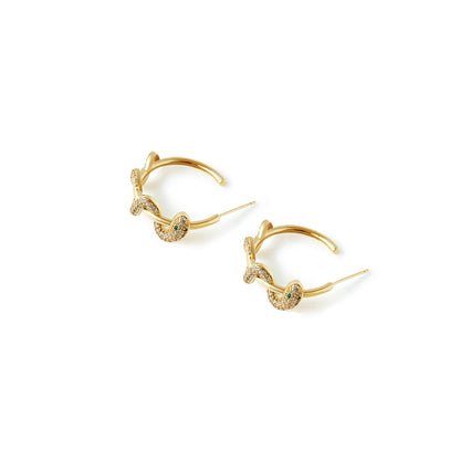 Free Shipping For Golden Plated Serpentine Rounded Hoop Earrings