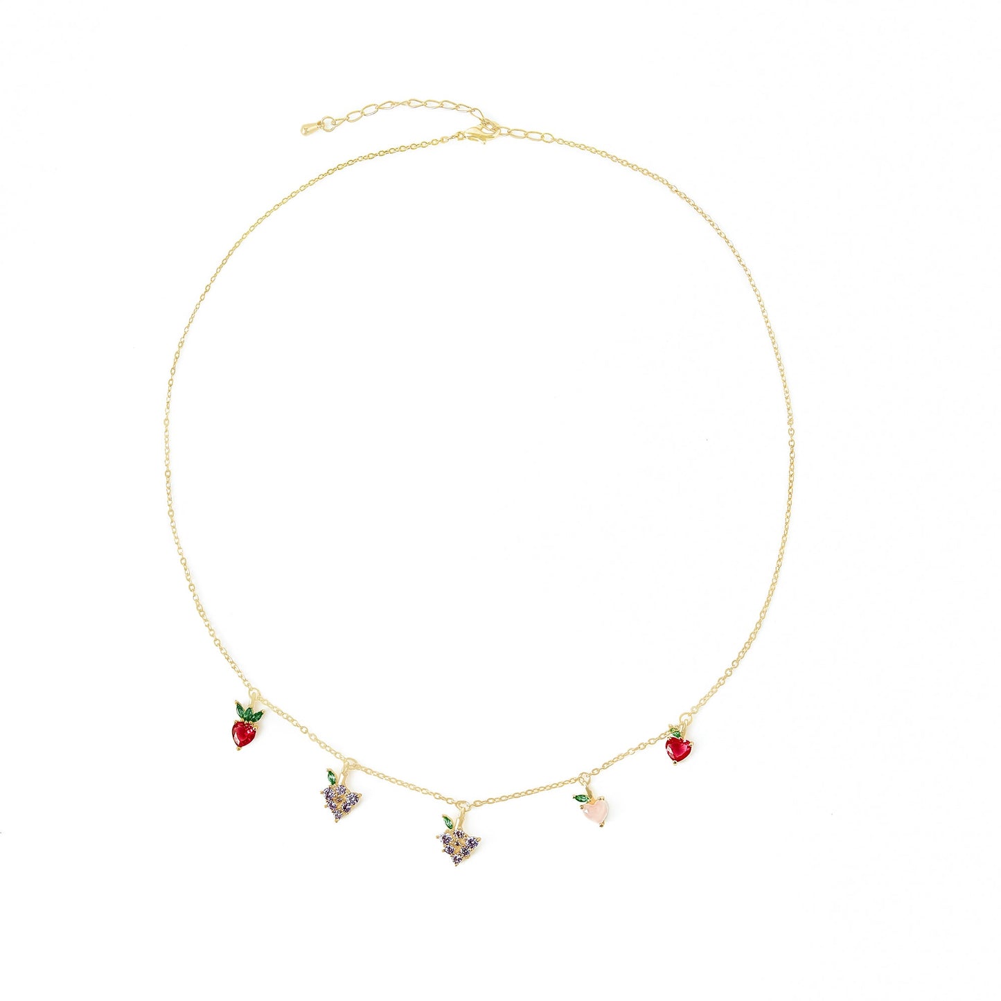 Free Shipping For  Golden Plated Fruit Strawberry&Grape Clavicle Chain Necklace