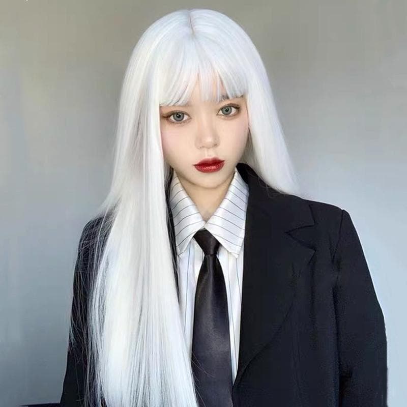 Free Shipping For Hivava White Harajuku Gothic Girl Long Wig