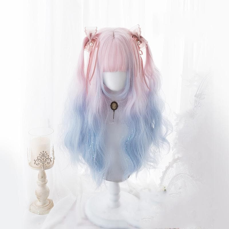 Free Shipping For Hivava Lolita Pink Blue Gradient Long Curly Wig