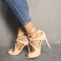 Peep Toe Buckle Cross Strap Cutout Sandals – Women’s Elegant High Heel Party Shoes