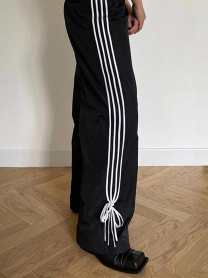 Low Rise Piping Detail Wide Leg Pants