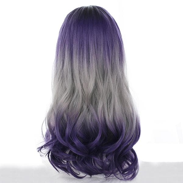 Free Shipping For Hivava Gradient Purple Grey Wave Long Wig