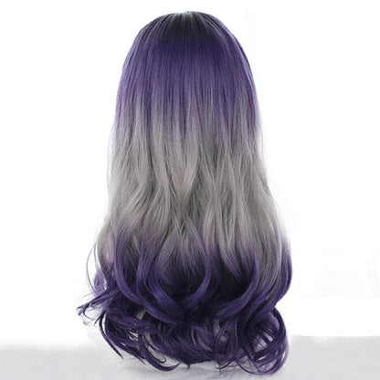 Free Shipping For Hivava Gradient Purple Grey Wave Long Wig