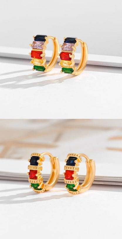 Free Shipping ForFashion Multi-style Square Crystal Zircon Ornament Gold Plated Diamond Ear Ring