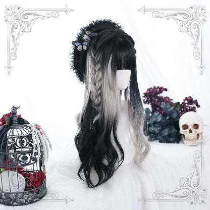 Free Shipping For Hivava Irregular Black Grey Gradient Long Curly Wig