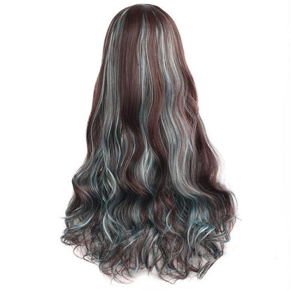 Free Shipping For Hivava Brown Blue Harajuku Long Curl Wig