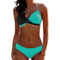 Sultry Color-Block Cross-Over Bikini Swimwear