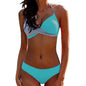 Sultry Color-Block Cross-Over Bikini Swimwear