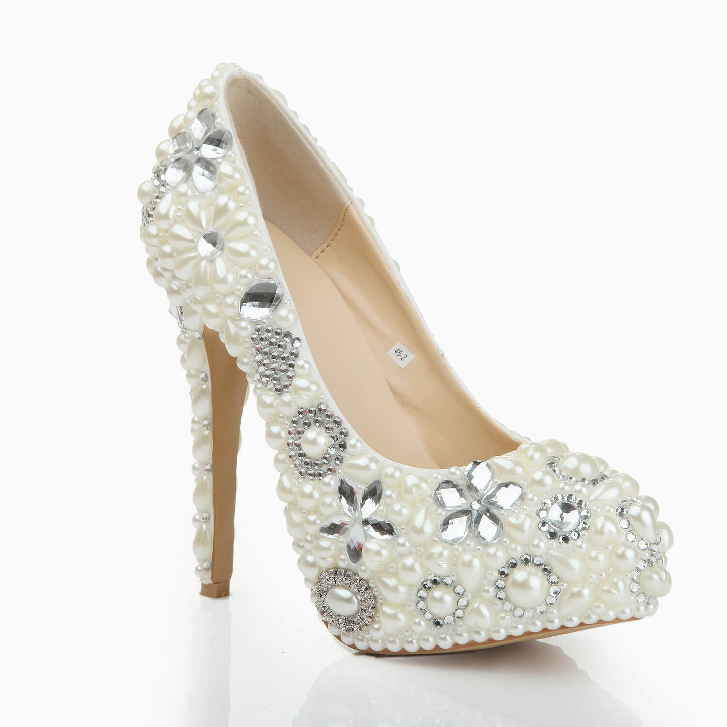 Rhinestone Leather Point Toe Wedding Pumps