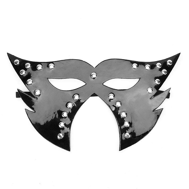 Nightclub Style Patent Leather Fox Eye Mask