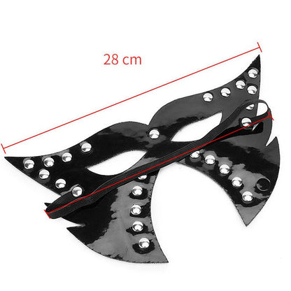 Nightclub Style Patent Leather Fox Eye Mask