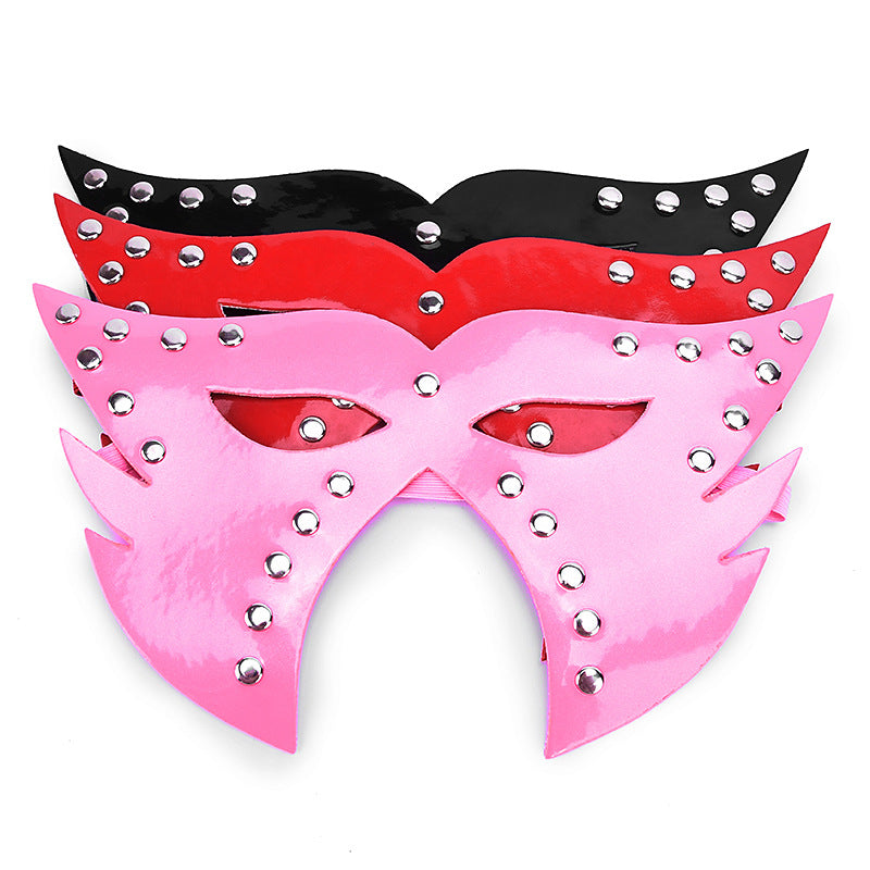 Nightclub Style Patent Leather Fox Eye Mask