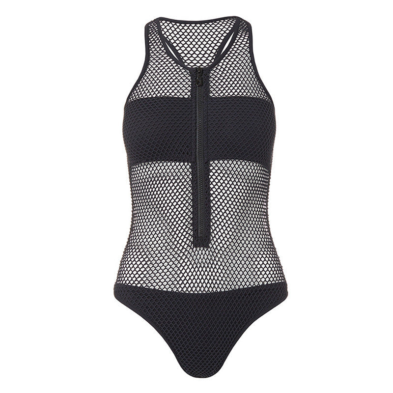 Deep V Mesh One Piece Swimsuit