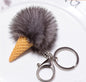 Mink Fur Ice Cream Cone Pendant Fluffy Ball Phone Accessory