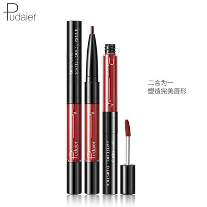 Pudaier Matte Dual-Head Lip Gloss - Smudge-Proof, Non-Transfer