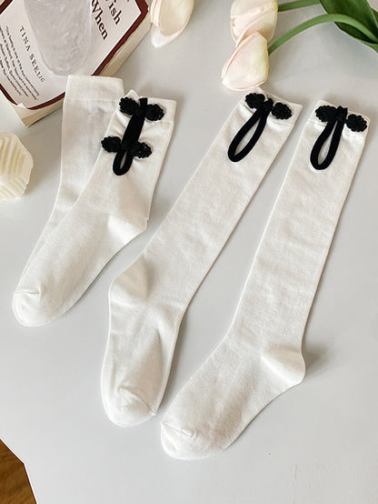 Casual Hollow Solid Color Disc Buckle Socks Accessories-Homeunderwear