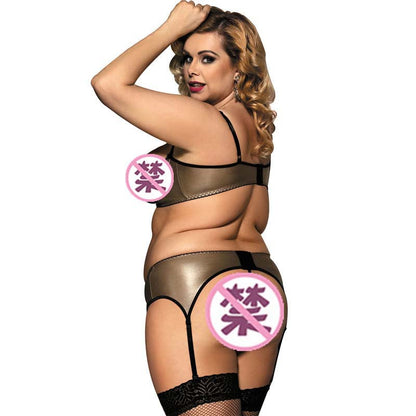 Plus Size Sexy Garter Three-Point Bra Set