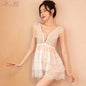 Sexy Underwear Lace Mesh  Sexy Transparent Temptation Backless Nightdress Set