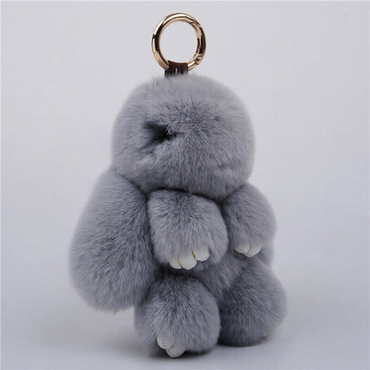 Fur Keychain Handbag Charm 14cm Real Rabbit Furry Flurry Pompom Car Decoration