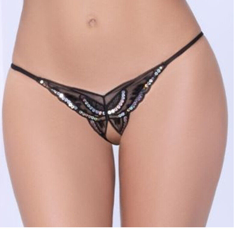 Sexy Underwear Sexy Embroidery Open Crotch Thong Sexy Transparent T-pants