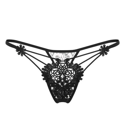 Sexy Tassel Sexy Transparent Thin Lace Edge Pearl Open File Embroidered Thong