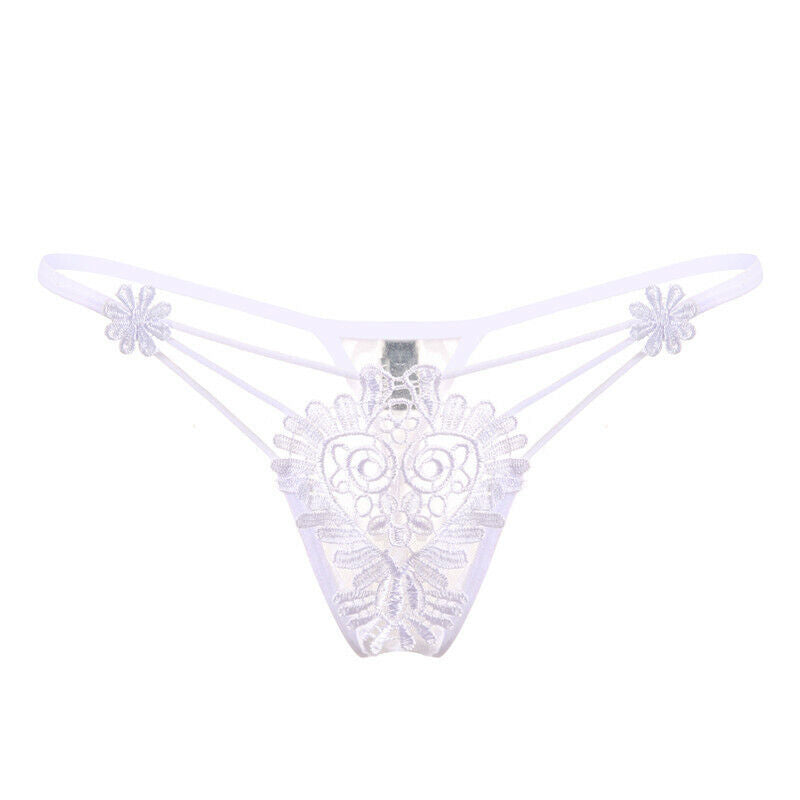 Sexy Tassel Sexy Transparent Thin Lace Edge Pearl Open File Embroidered Thong