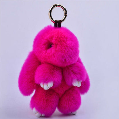 Fur Keychain Handbag Charm 14cm Real Rabbit Furry Flurry Pompom Car Decoration