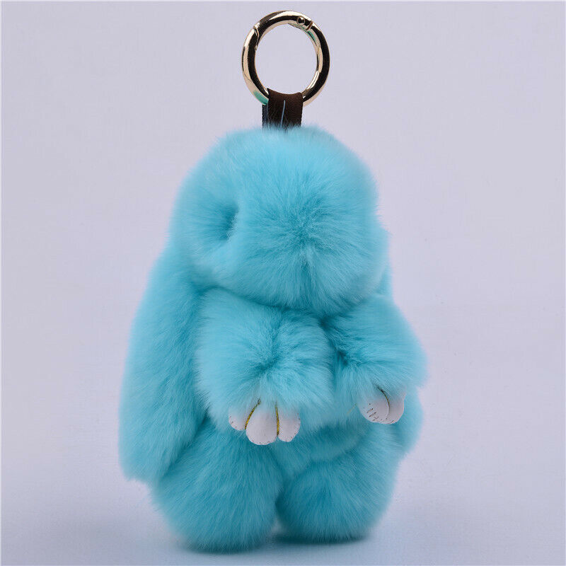 Fur Keychain Handbag Charm 14cm Real Rabbit Furry Flurry Pompom Car Decoration