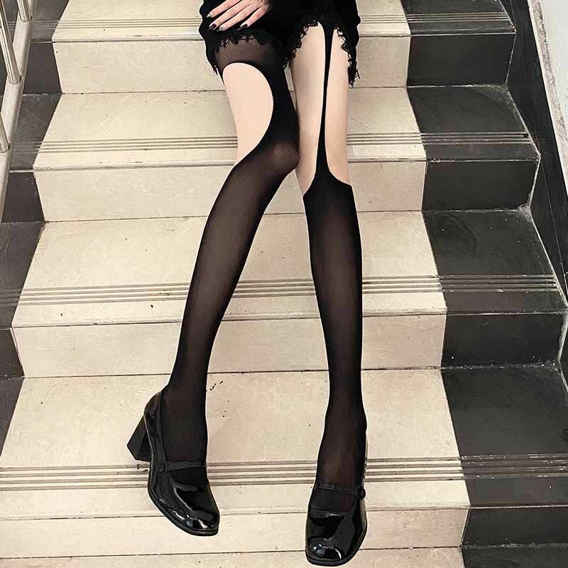 Sexy Suspender Integrated Pantyhose Hollow High Tube Pantyhose