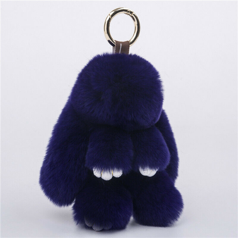 Fur Keychain Handbag Charm 14cm Real Rabbit Furry Flurry Pompom Car Decoration