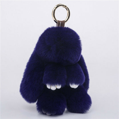 Fur Keychain Handbag Charm 14cm Real Rabbit Furry Flurry Pompom Car Decoration