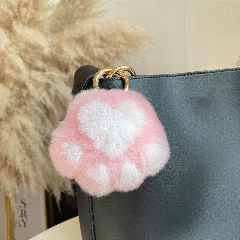 Real Rabbit Fur Pompom Ball Keychain Handbag Charms Cute Gift Idea Car Accessory